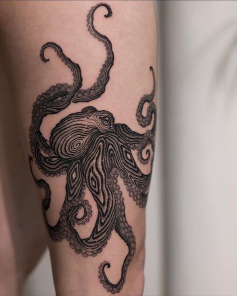 Octopus Tattoo Ideas, Octopus Thigh Tattoos, Octopus Tattoo Designs, Tentacle Tattoo, Octopus Tattoo Sleeve, Squid Tattoo, Trippy Tattoo, Octopus Tattoo Design, Octopus Tattoos