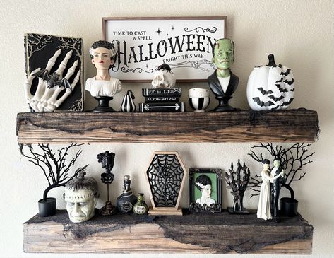 Monochrome House, Halloween Shelf, Halloween Living Room, Halloween Frankenstein, Bat House, Halloween Room, Halloween Bedroom, Clever Halloween Costumes, 2023 Halloween