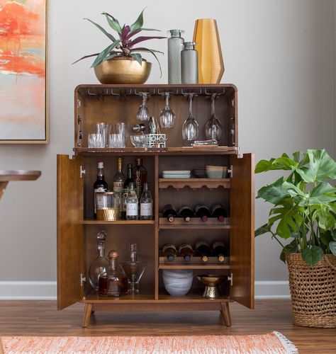 Deals on a 15-piece dinnerware set, a T3 hair dryer, a cordless vacuum, and more! Living Room Bar Cabinet, Wine Rack Furniture, Modern Bar Cabinet, Modern Wine Rack, Diy Deck Furniture, Wine Rack Design, Mid Century Modern Bar, Wine Rack Cabinet, Living Room Bar