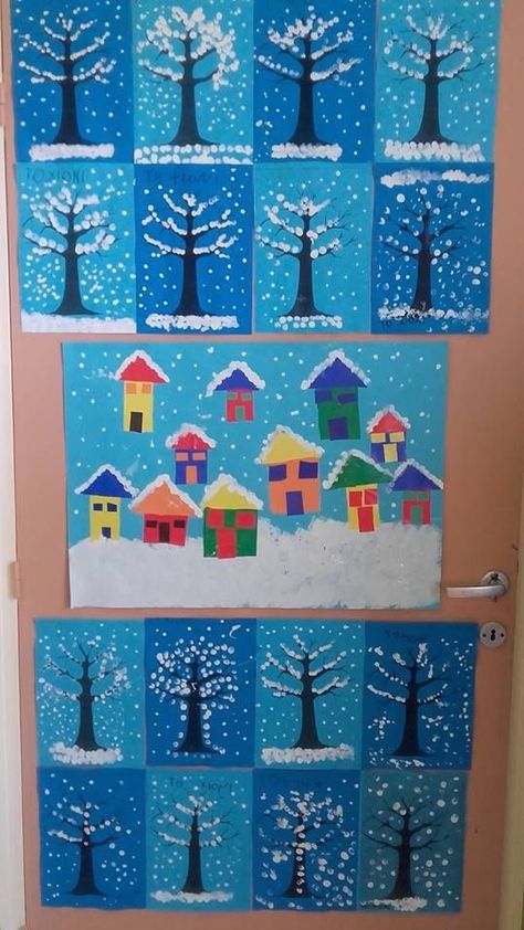 Snöflingor I Papper, Easy Winter Crafts, Winter Crafts Preschool, Winter Art Lesson, January Crafts, Winter Art Projects, Winter Kindergarten, Winter Preschool, Winter Crafts For Kids