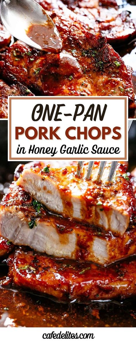 Honey Garlic Sauce Recipe, Quick Pork Chop Recipes, Best Pork Recipes, Healthy Pork Chop Recipes, Honey Pork Chops, Honey Garlic Pork, Garlic Pork Chops, Pan Pork Chops, Pork Chop Recipes Grilled