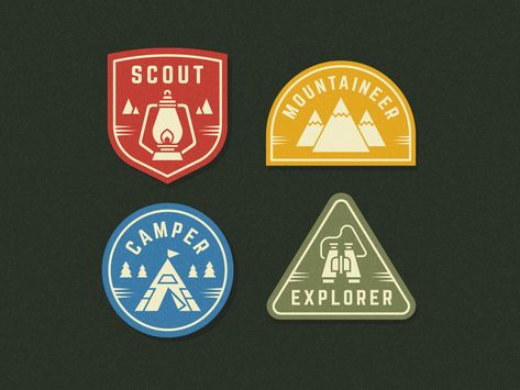 Scout Patches by Andrew Berkemeyer Scout Patches, Scrapbook Patterns, Scout Badges, Letterhead Design, Outdoor Stickers, Badge Logo, Badge Design, Passion Project, Patch Design