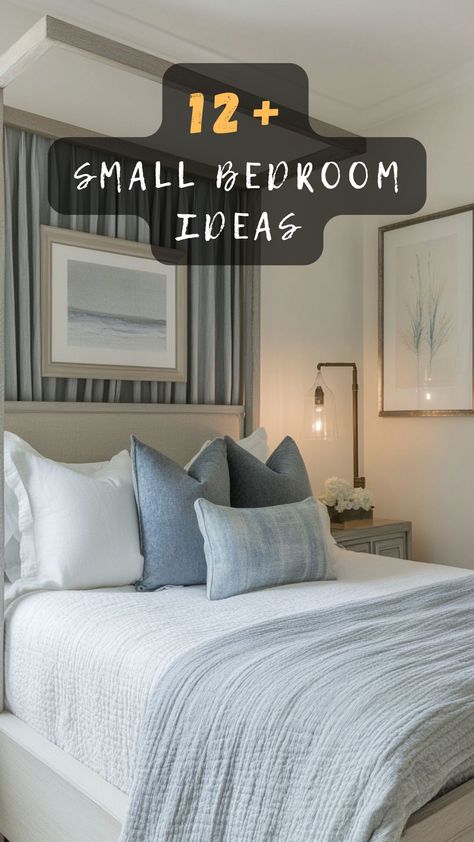 Looking to revamp your small bedroom? Click to discover 12 creative ideas that transform limited space into a cozy retreat! 🛏️💡 #SmallBedroom #BedroomIdeas #CozyHome #SpaceSaving #InteriorDesign Small Room Remodel Bedroom, Bedroom Ideas For Small Rooms With Tv, Hotel Inspired Bedroom Small Spaces, Centered Bed In Small Room, Small Guest Bedroom Decor Ideas, Guest Bedroom Small Room Ideas, Small Parents Bedroom, Extremely Small Bedroom Ideas Cozy, Small Guest Bedroom Ideas Modern