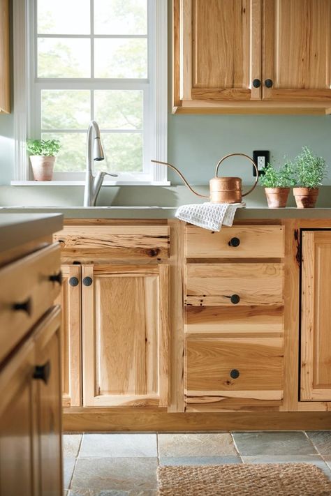 Rustic Hickory Cabinets, Stock Cabinet, Hickory Kitchen Cabinets, Hickory Kitchen, Hickory Cabinets, Best Kitchen Cabinets, Stock Cabinets, Staining Cabinets, Raised Panel Doors