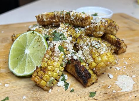 Elote Corn Ribs with a Chili Lime Aioli Elote Corn Ribs, Fall Recipes Sides, Smothered Green Beans, Corn Ribs, Elote Corn, Lime Aioli, Crab Fries, Buttermilk Biscuits Recipe, Gnocchi Soup