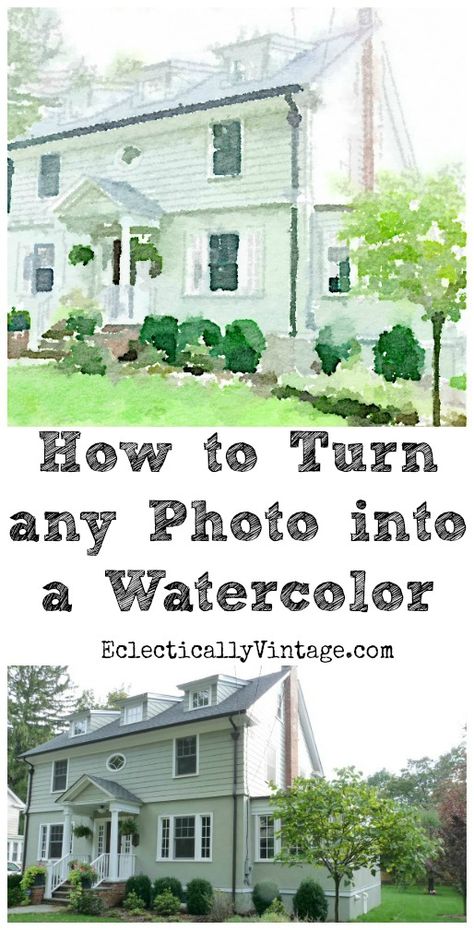 How to turn any photo into a watercolor - no art skills required! kellyelko.com Free Jewelry Making Projects, Watercolor Art Face, Picture Frame Crafts, Wood Wall Art Diy, Watercolor Water, Watercolor Art Paintings, Landscape Sketch, Art Journal Techniques, Trendy Art