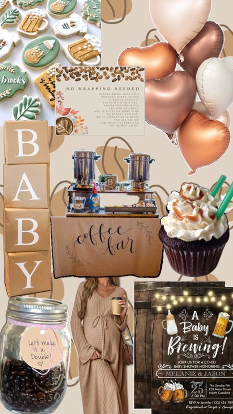 Baby shower theme, coffee, baby brewing, fall baby, new mom, mom to be Cafe Baby Shower Ideas, Baby Brewing Shower Ideas Coffee, Baby Is Brewing Shower Ideas Coffee, Coffee Baby Shower Ideas, A Baby Is Brewing Baby Shower Ideas, Baby Brewing Shower Ideas, Baby Is Brewing Shower Ideas, Baby Shower Mood Board, Vintage Baby Shower Ideas