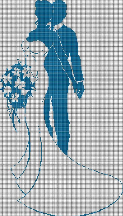 Cross Stitch Silhouette, Wedding Cross Stitch Patterns, Cross Stitch Alphabet Patterns, Graph Paper Drawings, Wedding Cross Stitch, Cross Stitch Alphabet, Cross Stitch Rose, Diy Sewing Clothes, Wedding Couple