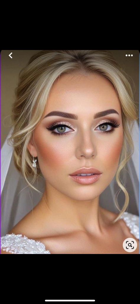 Wedding Bride Makeup Hazel Eyes, Cinderella Wedding Makeup, Bride Make Up Blue Eyes Blonde Hair, Simply Wedding Makeup, Airbrush Makeup Wedding Bridal, Bold Eye Wedding Makeup, Mother Of The Bride Makeup Hooded Eyes, November Wedding Makeup, Blonde Wedding Makeup Brides