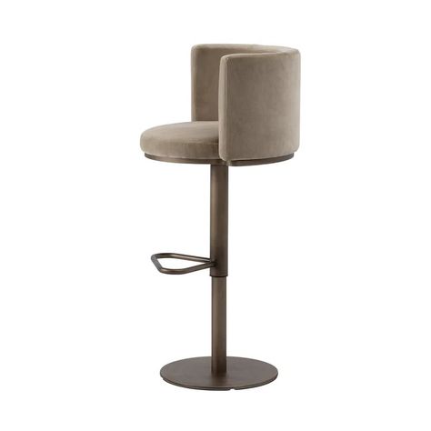 Virna Taupe Velvet Swivel Bar Stool With Backrest UNO Contract | Artemest Living Room Curved Sofa, Small Curved Sofa, Curved Sofa Living Room, Stool With Backrest, Circle Table, Vase Holder, Luxury Bar, Wallpaper Walls Decor, Swivel Bar Stool