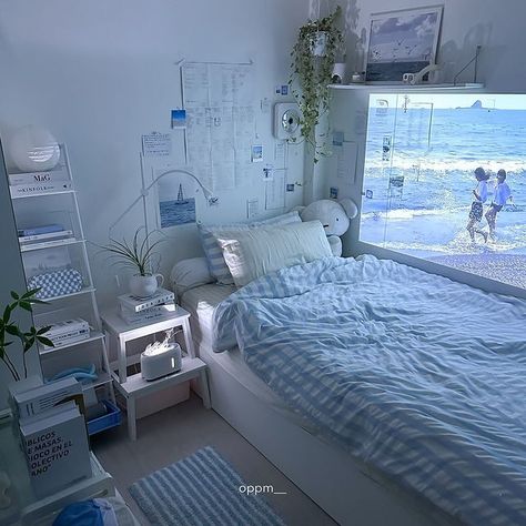 Save this pin for the best blue dorm room ideas to elevate your college living space! From stylish decor to practical solutions, these ideas will inspire you to create a space you'll love. #DormRoomDecor #CollegeLife #HomeDecorIdeas Blue Room Designs Bedroom Ideas, Blue Bedroom Aesthetic Ideas, Bedroom Ideas Blue Aesthetic, Blue Room Aesthetic Decor, Cute Blue Room Decor, Blue Room Inspo Aesthetic, Blue Minimalist Room, Baby Blue Dorm Room, White And Blue Room Aesthetic