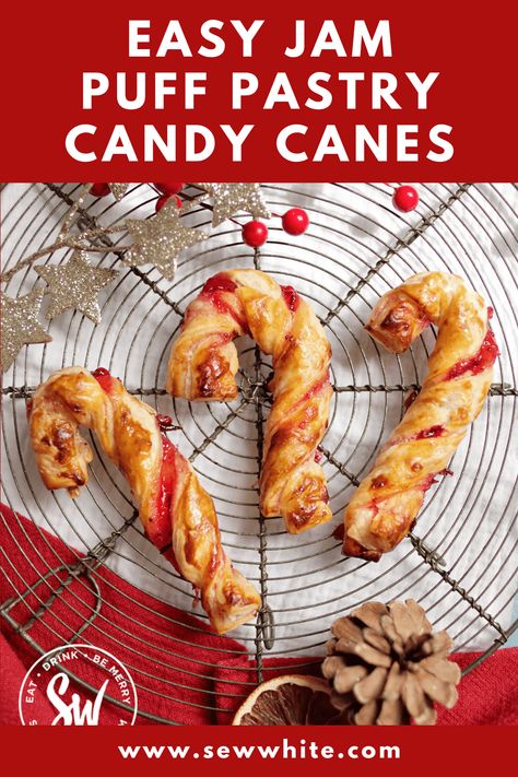 Learn the quick and easy way to make delicious jam puff pastry candy cane pastries in just 30 minutes. Impress your friends and family with this festive treat in no time! Once you try these Christmas jam puff pastry twists, you won't be able to stop. Candy Cane Pastry, Jam Puff Pastry, Easy Puff Pastry Desserts, Pastry Twists, Peppermint Crisp Tart, Puff Pastry Recipes Dessert, Puff Pastry Twists, Gingerbread Man Recipe, Pastries Recipes Dessert