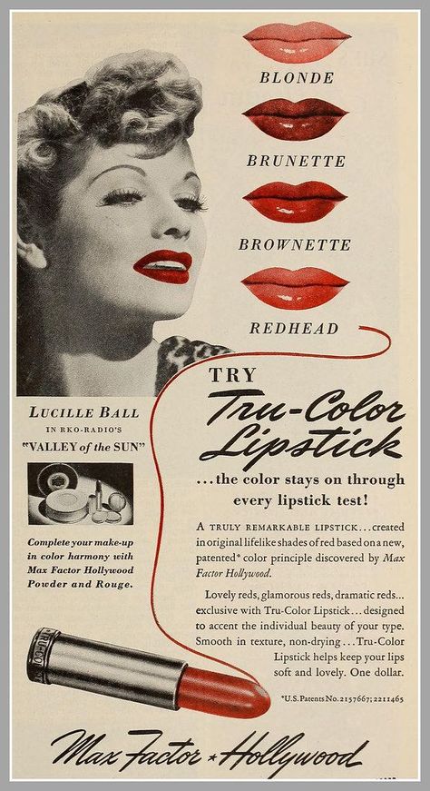 1940s Aesthetic, 1940s Makeup, 1950s Beauty, 50s Makeup, Makeup Poster, 50s Aesthetic, Lipstick Ad, Vintage Makeup Ads, Era Victoria