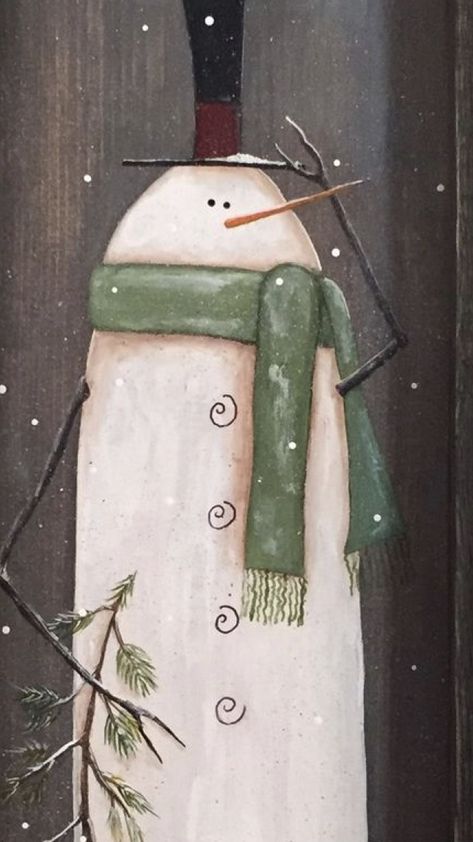 Painting Snowman, Easy Christmas Pictures To Paint, Easy Christmas Paintings On Wood, Christmas Decor Painting, Holiday Porch Leaner, Hand Painted Snowman, Snowwoman Painting, Painting Snowmen, Painting Ideas On Wood Acrylic