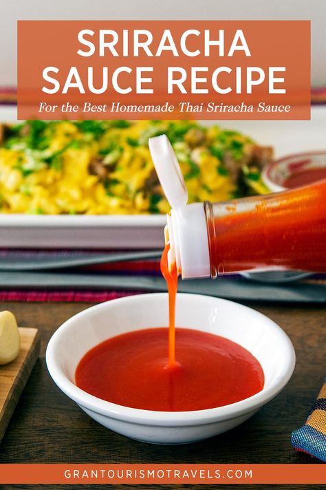 Thai Sriracha Sauce Recipe Copycat Sriracha Sauce, Homemade Sriracha Sauce Recipe, Siracha Recipes, Homemade Sriracha Sauce, Sweet Chilli Sauce Recipe, Sriracha Sauce Recipe, Homemade Sriracha, Sriracha Recipes, Asian Sauces