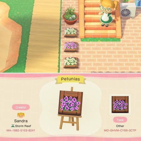 Animal Crossing - ACNH codes on Instagram: “Flower boxes out of pillows! tumblr/ coo-plays ~~~~~~~~~~~~~~ #animalcrossing #nintendo #acnh #animalcrossingnewhorizons #acnhidea…” Acnh Pattern, Acnh Patterns, Motif Acnl, Flower Pot Design, Acnh Codes, Animal Crossing Characters, Acnh Inspo, New Animal Crossing, Animal Crossing Game