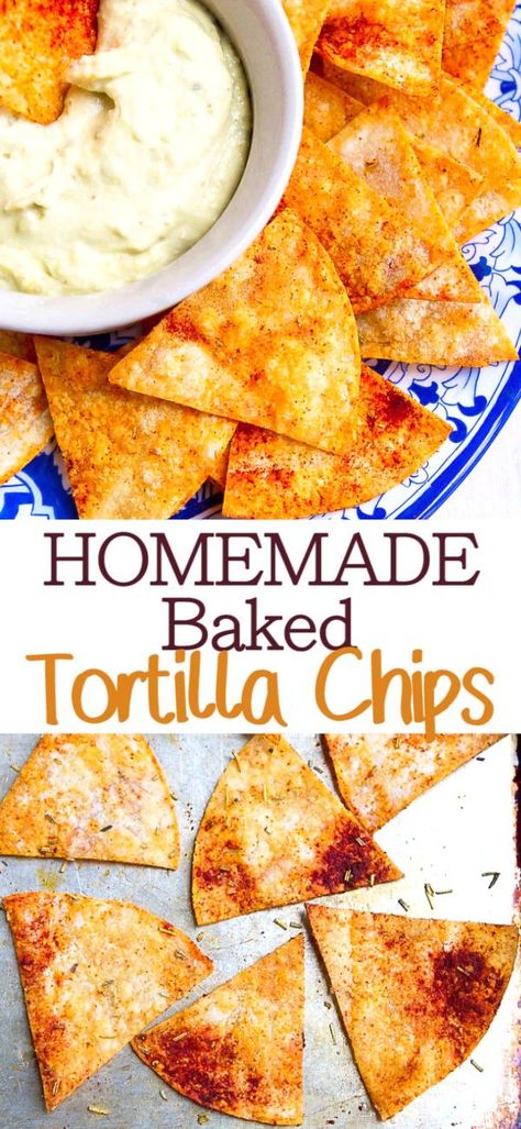 Baked Corn Tortillas, Tortilla Chip Recipe, Baked Tortilla Chips, Homemade Tortilla, Homemade Tortilla Chips, Vegan Substitutes, Vegan Party, Baked Corn, Corn Tortilla