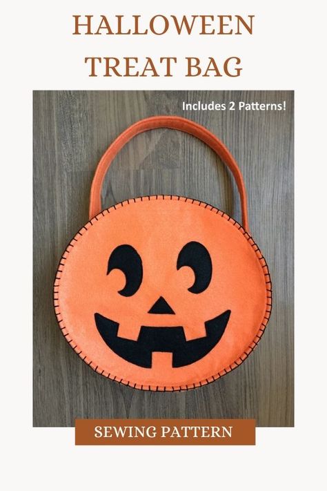 Halloween Trick Or Treat Bags sewing pattern. This versatile halloween bag pattern includes a pumpkin and black cat bag template plus applique designs for bats, ghosts and more. Kids can sew their own trick or treat bags using felt or other fabrics. Large and sturdy, plenty of room for treats! Kids will love these diy halloween bags they can sew. SewModernBags Pumpkin Sewing Pattern, Pumpkin Sewing, Halloween Bags Diy, Kids Sewing Pattern, Halloween Sewing Projects, Halloween Sewing, Bags Patterns, Bag Template, Bags Sewing