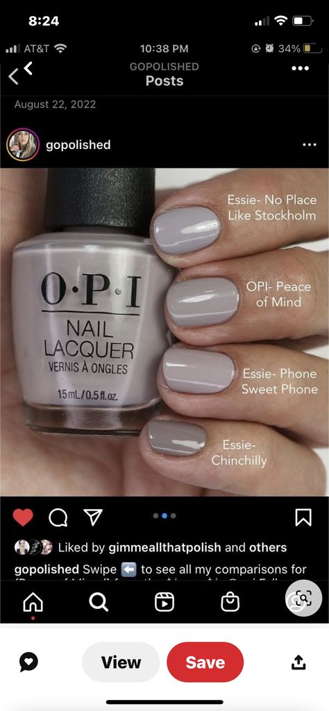 Opi Piece Of Mined, Peace Of Mind Opi, Opi Peace Of Mined, Essie Chinchilly, Opi Nail Polish, Elegant Nails, Opi Nails, Nail Color, Nails Nails