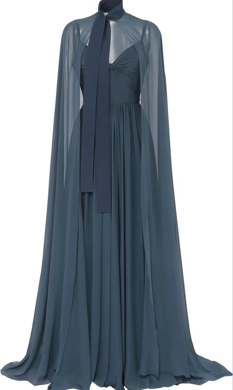 Cape Dresses, Silk Long Dress, Blue Luxury, Elie Saab Couture, Silk Dress Long, Pretty Prom Dresses, Romantic Dress, Evening Gowns Formal, Fashion Design Clothes