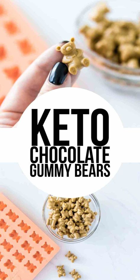 Chocolate Gummy Bears Chocolate Gummy Bears, Gummy Bear Recipe, Healthy Gummies, Gelatin Recipes, Bear Recipes, Keto Candy, Christmas Foods, Keto Fat, Keto Chocolate