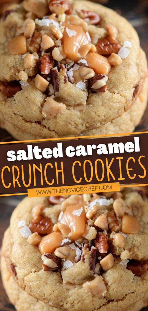 Pioneer Woman Salted Caramel Cookies, Salty Caramel Cookies, Caramel Toffee Cookies, Best Gourmet Cookie Recipes, Cookies To Impress, Cookie Recipes For Fall, Sweet Tooth-approved Desserts, Best Cookie Recipes Ever, The Best Cookies Ever