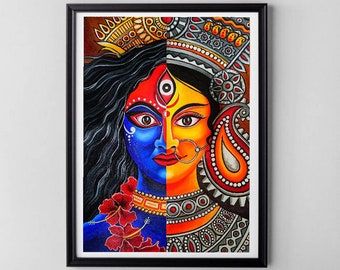 Kali Ghat Painting, Any Festival Drawing, Devi Pics, God Drawings, Amazing Sketches, Donut Drawing, Bts Calendar, Handmade Drawings, Morden Art