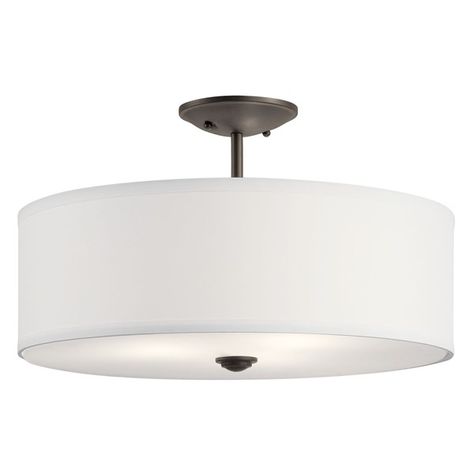 Shailene™ 18" 3 Light Semi Flush Olde bronze | Kichler Lighting Short Ceiling, Kichler Lighting, Semi Flush Lighting, Semi Flush Ceiling Lights, Semi Flush Mount Lighting, Glass Diffuser, Flush Ceiling Lights, Semi Flush Mount, Bedroom Lighting