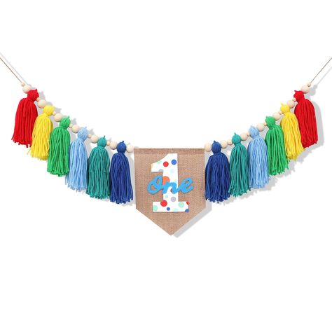 PRICES MAY VARY. Bright rainbow theme tassel banner perfect for 1st birthday party decorations Fits most standard high chairs; easy to attach to high chair or wall Quick and easy to set up; pre-assembled with adjustable straps Decorate high chair, wall, dessert table, living room for birthday party Worry-free purchase from VAVAYAO; contact us if any issues within 24 hours 🦄You only get one chance to celebrate your child's first birthday🦄 Rainbow 1st High chair Banner - Colorful Tassel Highchai Diy 1st Birthday Highchair Banner, 1st Birthday Fiesta Theme Boy, First Fiesta Theme Party, Colorful 1st Birthday Boy, Colorful Birthday Party Ideas, Puffin Birthday, 1st Birthday Highchair Banner, High Chair Decorations, Rainbow 1st Birthday