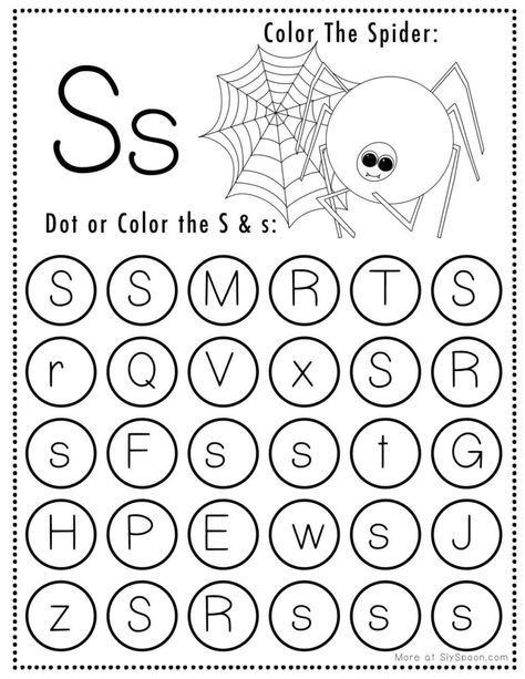 Free Halloween Themed Letter Dotting Worksheets For Letter S - Set includes a variety of Letter S coloring and tracing worksheets. Ideal for homeschoolers & preschool teachers and perfect for Halloween-themed lesson plans! 🍁🖍👻🎨 #Homeschooling #PreschoolEducation #PreKLearning #HalloweenActivities #AlphabetWorksheets #Spider #Printables #Freeprintable #letterS#FreeprintableHalloweenWorksheet #HalloweenWorksheets Halloween Worksheets Preschool, Halloween Worksheets Kindergarten, Spiders Preschool, Halloween Worksheets Free, Halloween Kindergarten Activities, Letter S Crafts, Letter S Activities, Halloween Lesson Plans, Halloween Literacy