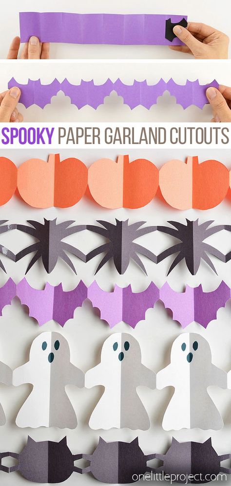 Halloween Paper Garland, Spooky Diy Halloween Decor, Imprimibles Halloween, Dekorasi Halloween, Paper Garlands, Halloween Decor Diy, Construction Paper Crafts, Halloween Paper Crafts, Homemade Halloween Decorations