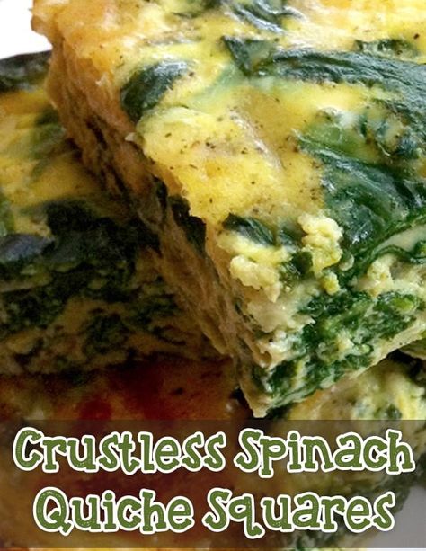 Spinach Sides, Quiche Squares, Crustless Spinach Quiche, Different Cheeses, Crustless Pizza, Spinach Quiche, Square Recipes, Tasty Breakfast, Family Eating