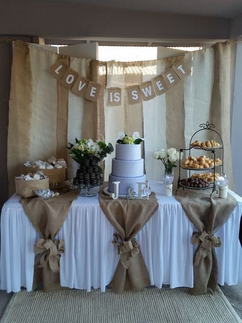 Burlap Wedding Decorations, Dekoratívne Vence, Dessert Table Backdrop, Rustic Wedding Decorations, Unique Wedding Decor, Rustic Bridal, Wedding Anniversary Party, Burlap Wedding, 50th Wedding Anniversary