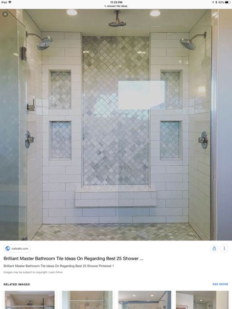 Master Shower Tile, Makeover Kamar Mandi, Double Shower, Master Shower, Bad Inspiration, Master Bath Remodel, White Subway Tile, Trendy Bathroom, Bath Room