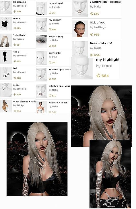 Imvu Faces Names, Imvu Emo Outfits, Imvu Fits Ideas, Imvu Y2k Outfits Ideas, Imvu Girls Avatar Ideas, Imvu Names Ideas, Y2k Imvu Outfits, Imvu Bio Ideas, Imvu Clothes Ideas