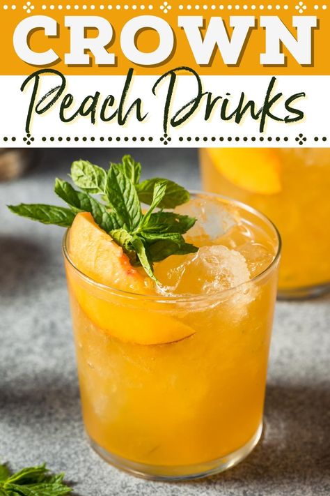 Crown Peach Drinks Recipes Cocktails, Peach Juice Cocktail, Crown Peach Drinks, Crown Peach Drink Recipes, Peach Drink Recipes, Drinks For Summer, Peach Tea Recipe, Peach Cocktail, Peach Drinks