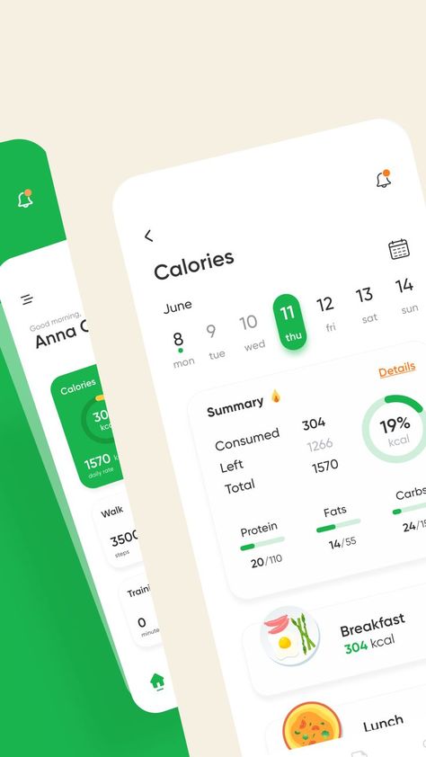 Food Tracker App, กา�รออกแบบ Ui Ux, Nutrition App, Marketing Dashboard, Meal Planning App, App Design Layout, Medical App, Ui Ux App, App Interface Design