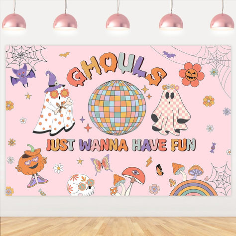 Ghouls Just Wanna Have Fun Backdrop Banner Halloween Party Decor for Bachelorette Halloween Girls Night Decor for Halloween Retro Groovy Hippie Ghost Boo Birthday Wedding Engagement #ad #letsgoghouls #ghoulsjustwannahavefun #ghouls #ghostparty #halloweenparty #halloween #ghoulsparty #letsgoghoulspartyideas Halloween Girls Night, Bachelorette Halloween, Ghouls Just Wanna Have Fun, Night Decor, Decor For Halloween, Ghost Party, Hippie Party, Halloween Retro, Estilo Hippie