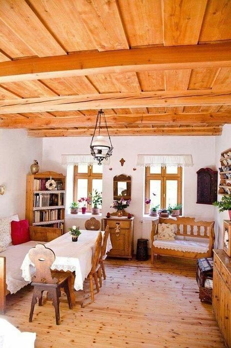 Art Deco Home Design, German Houses, Barn Renovation, Traditional Houses, Cottage Interior, Cottage Interiors, Farmhouse Interior, Cozy Kitchen, Farmhouse Cottage