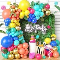 Tropical Balloon Arch, Pineapple Balloon, Summer Birthday Party Decorations, Hawaiian Luau Birthday Party, Pineapple Balloons, Teal Balloons, Flamingo Balloons, Jungle Theme Parties, Beach Party Decorations