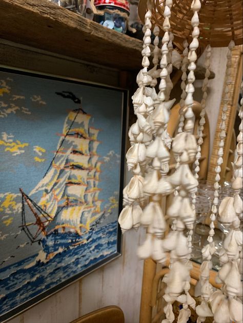 coastal grandma vibes 🥥🌊🏖️ #coastal #coastaldecor #coastalstyle #beach #beachhousedecor #boat #seashell #seashells #mermaid #aesthetic #house #housedecoration #vintage #thrifted #thriftshop #grandma #blue #white Victorian Beach Aesthetic, Vintage Coastal Aesthetic, Beach Academia, Blue White Painting, 18th Century Aesthetic, Beachside House, Coastal Grandma Aesthetic, Coastal Granny, Coastal Cottagecore