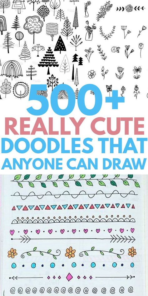 Simple, easy DOODLES you will love to DIY in your notebook or bullet journal. Cute ideas from heart, flower, animals, patterns, Christmas holiday, succulent plants, dividers, borders and more. Cool drawings that any artist can copy.  #doodling #doodles #bulletjournal #bujo #bujoing #bujoinspire #bujojunkies Diy Doodles Easy, Learning To Doodle For Beginners, Easy Planner Doodles, Cute Easy Patterns To Draw, Beginning Drawing Ideas, Drawing Hearts Doodles, Doodling Ideas Easy, Different Kinds Of Journals, This Diary Belongs To Page