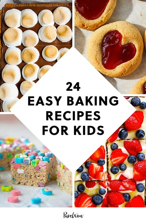 24 Easy Baking Recipes for Kids (That Won’t Leave Your Kitchen Covered in Flour) #purewow #kids #baking #family #food #recipe Baking Camp For Kids, Kids Baking Championship Recipes, Cool Cooking Recipes, Kids Cooking Recipes Desserts, Easy Recipe For Kids To Make, Easy Dessert For Kids To Make, Easy Baking With Toddlers, Cute Things To Bake Easy, Baking For Kids Easy Fun