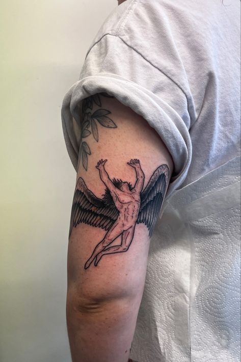 Led Zeppelin Icarus, Led Zeppelin Tattoo, Icarus Tattoo, Song Tattoos, Torso Tattoos, Kid Icarus, Led Zep, Swan Song, Angel Tattoo