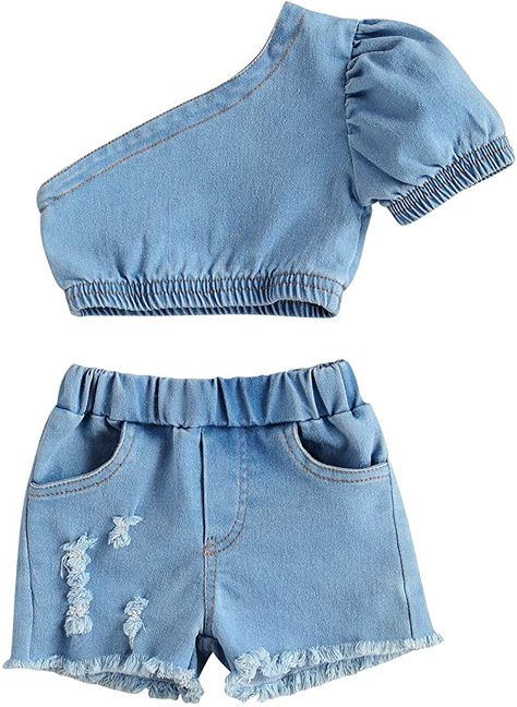 Denim Ripped Shorts, Sleeveless Crop Tops, Toddler Summer Outfits, Leopard Outfits, Fashion Baby Girl Outfits, Ripped Shorts, Baby Frocks Designs, Girls Summer Outfits