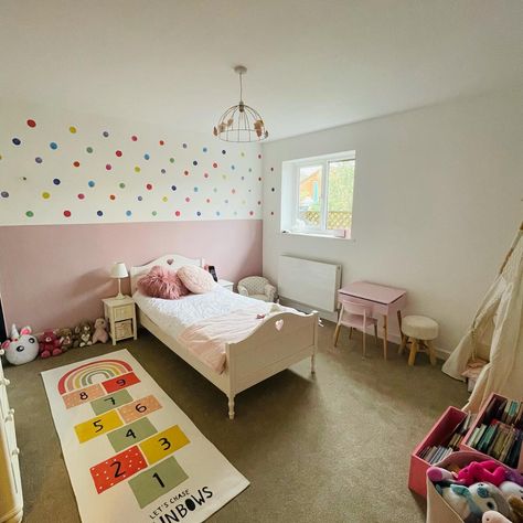 Rainbow Polka Dot Wall, Polka Dot Bedroom, Polka Dot Room, Hopscotch Rug, Polka Dot Nursery, Pink Accent Walls, Girls Room Design, Girl Bedrooms, Polka Dot Walls