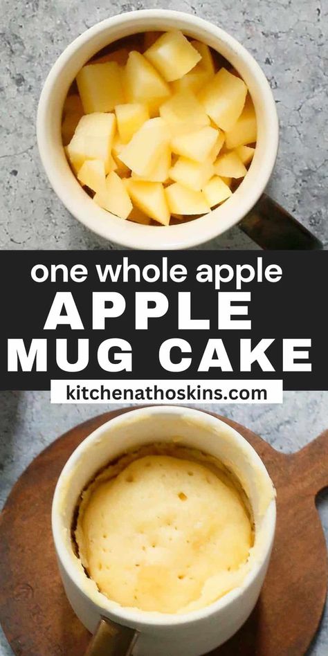 This Apple Mug Cake uses a clever technique to pack one whole apple in one mug cake! It is ultra-soft, and fluffy and is a must-try fall recipe. Apple Mug Cake, Ramekin Recipes, Mug Dessert Recipes, Microwave Mug Recipes, Microwave Dessert, Apple Kitchen, Microwave Cake, Small Batch Baking, Mug Cake Microwave