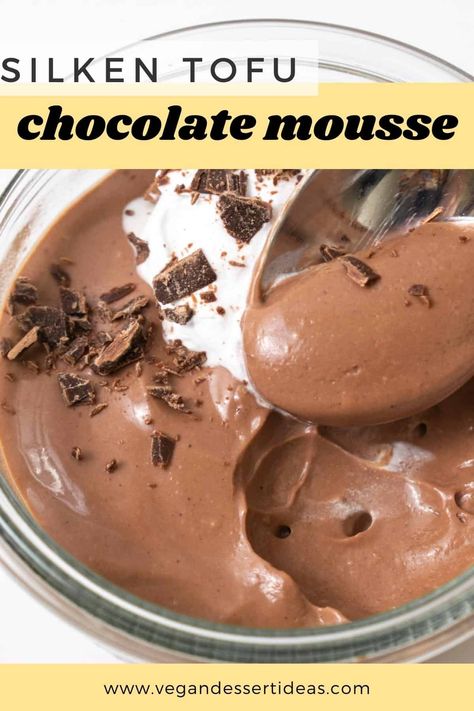 Silken Tofu Mousse Recipes, Silken Tofu Chocolate Pudding, Tofu Mousse Chocolate, Vegan Silken Tofu Recipes Desserts, Silk Tofu Dessert, Silk Tofu Recipes Desserts, Silken Tofu Chocolate Mousse, Silken Tofu Pudding, Tofu Mousse