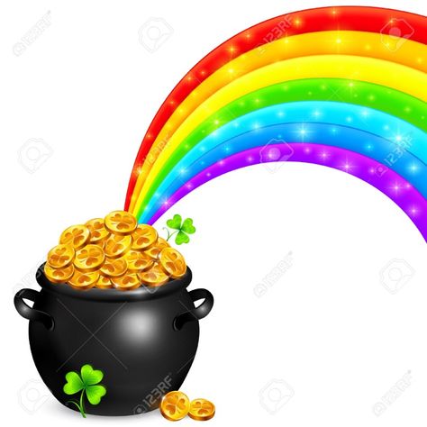 Pot Of Gold Clipart, Rainbow With Pot Of Gold, Pot O Gold, Magic Rainbow, Rainbow Images, Gold Clipart, Bee Pictures, Having Patience, Unicorn Rainbow