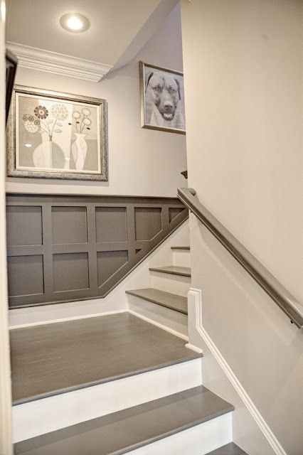 is your basement a beast how to make it less creepy and more cheery, basement ideas, how to, blackandwhiteandlovedallover com on Pinterest Staircase Painted, Redo House, تحت الدرج, Panel Walls, Theater Rooms, Foyer Ideas, Basement Reno, Staircase Ideas, Victorian Farmhouse